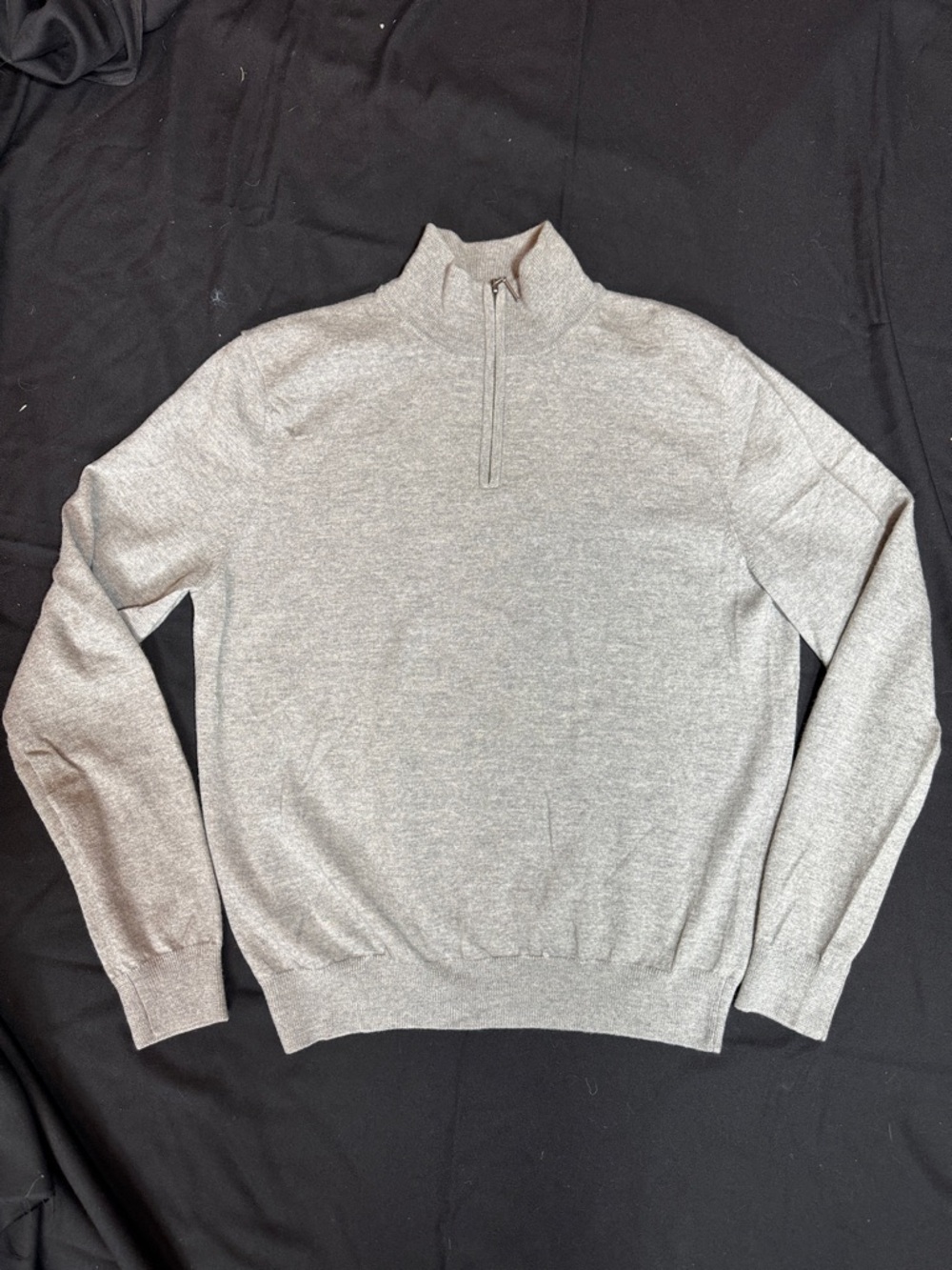 Bloomingdale's The Men’s Store Light Gray Quarter-Zip Merino Wool Sweater Medium